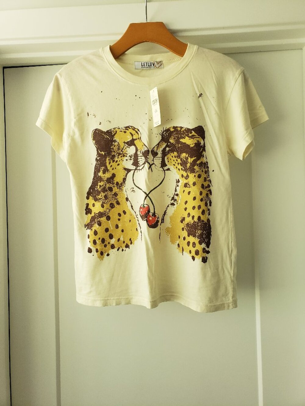 LETLUV FOR ANTHROPOLOGIE Cheetah Graphic Tee SIZE XXS